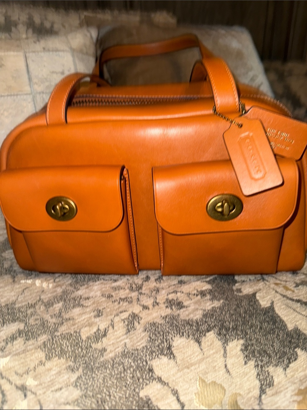 Coach Toffee leather Double-Pocket Satchel
